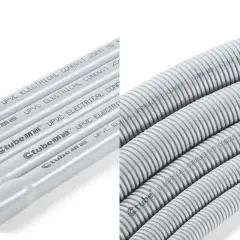 Tubos de plástico PVC lisos y corrugados para instalaciones eléctricas.