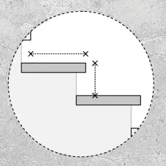 Diagrama de escalones con medidas de anchura mínima escalera y altura.