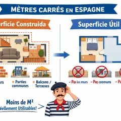 Ilustración explica cómo saber cuántos metros cuadrados tiene mi casa, diferenciando superficie construida y útil.