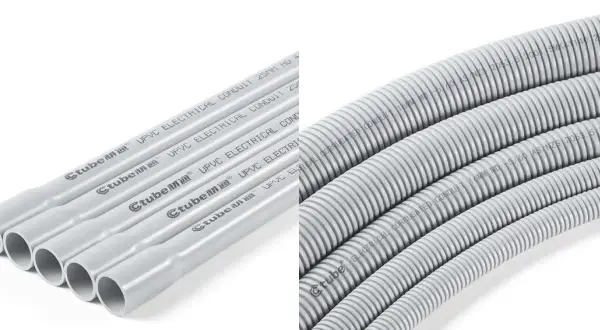 Tubos de plástico PVC lisos y corrugados para instalaciones eléctricas.