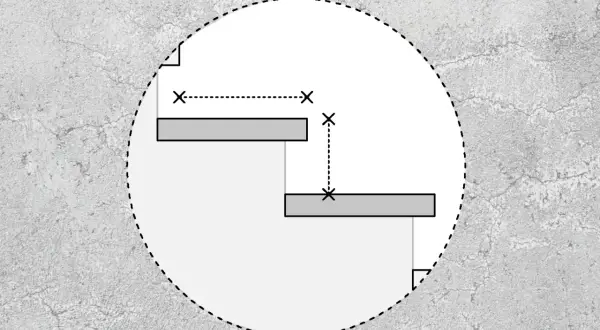 Diagrama de escalones con medidas de anchura mínima escalera y altura.