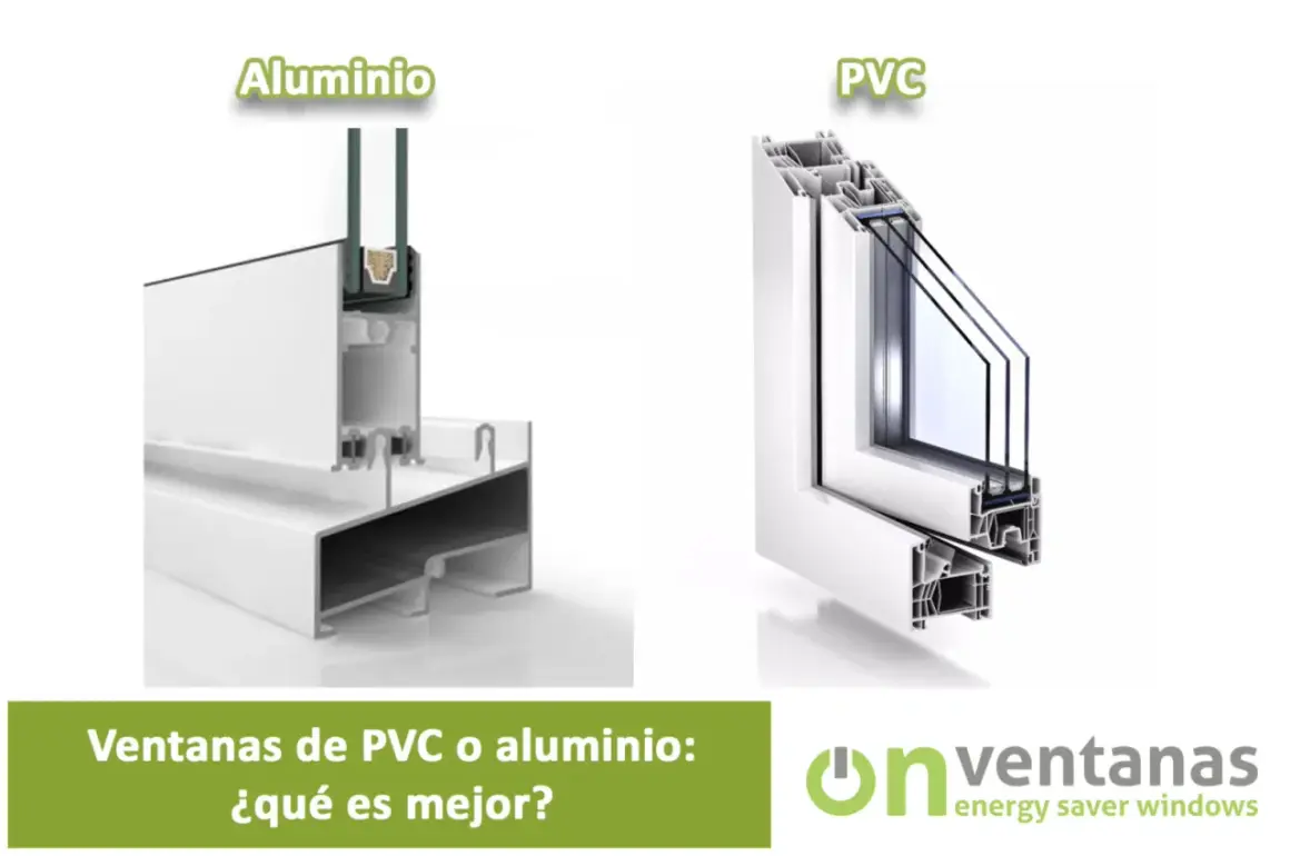 Comparativa de tipos de cerramientos: ventana de aluminio vs. ventana de PVC.