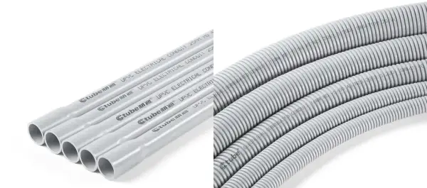 Tubos de plástico PVC lisos y corrugados para instalaciones eléctricas.